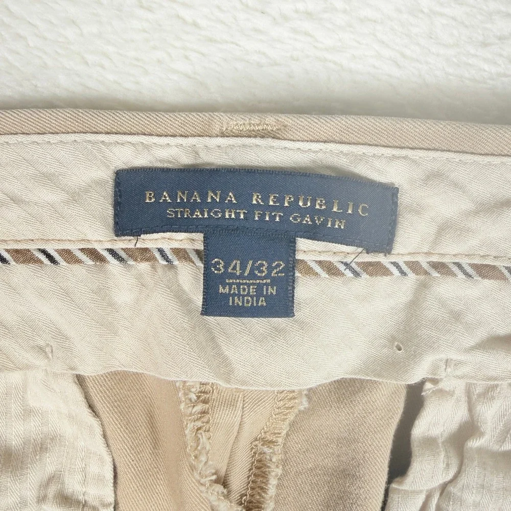 Banana Republic Gavin Straight‎ Fit Chinos Khaki Mens 34x32 100% Cotton Pants